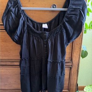 No Boundaries Black Puff Sleeve Blouse